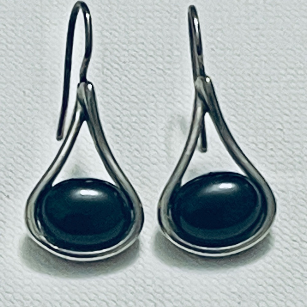 VTG Southwest Sterling Silver Onyx
Dangle Earrings